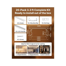 3.3 ft U-Shape LED Aluminum Channel with Cover & Clips for Under-Cabinet Lights 20-Pack