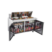60 Inch Commercial Refrigerated Prep Table with 24 Food Pans, Salad Prep Cooler and Work Surface