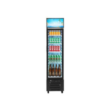 7.5 Cu.Ft Commercial Glass Door Display Refrigerator with Customizable Light Box 4 Adjustable Shelves Soft LED Interior Lighting for Shops & Home