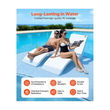 9 Inch In Pool Lounge Chairs Set of 2 Water Weighted Chaise Loungers with Cup & Phone Holders Anti-Floating Pool Furniture