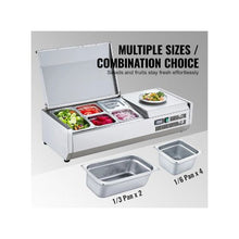 40 Inch Commercial Refrigerated Condiment Prep Station with 1/3 & 1/6 Pans Stainless Steel Body