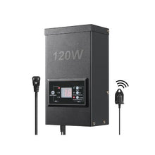 Compact Intelligent 120W Outdoor Lighting Transformer with Photocell Control for Pathway, Garden & Pool Lighting