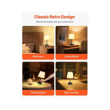 Battery Operated Modern Cordless Nightstand Lamps Rechargeable 5200mAh Fabric Shade 3 Level Brightness Black