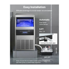 High Capacity Automatic Commercial Ice Cube Maker with Pump 160 lbs/24H with 30 lb Storage Bin