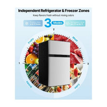 3.2 Cu.Ft Two Door Mini Refrigerator with Separate Freezer Stainless Steel Compact Fridge for Bedroom, Dorm & Office
