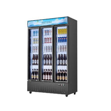 Triple Door Commercial Merchandiser Refrigerator 26.8 Cu.Ft Upright Beverage Cooler with Customizable Light Box 12 Adjustable Shelves