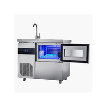 132 LBS/24H Commercial Ice Making Machine with Worktop Sink & 30 LBS Storage Bin & Self-Cleaning Function