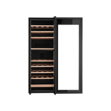 Freestanding 42 Bottle Wine Cellar Refrigerator Dual Zone Freestanding Wine Storage Cabinet with Wooden Shelves for Home Bar & Office