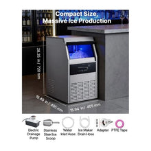 High Capacity Automatic Commercial Ice Cube Maker with Pump 160 lbs/24H with 30 lb Storage Bin