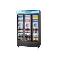 Triple Door Commercial Merchandiser Refrigerator 26.8 Cu.Ft Upright Beverage Cooler with Customizable Light Box 12 Adjustable Shelves