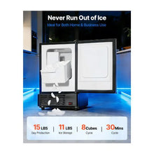 15 Inch Wide Compact 15 Lbs/24H Crescent Ice Maker for Home & Commercial Use with Automatic Ice Production