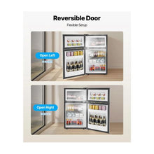 3.2 Cu.Ft Two Door Mini Refrigerator with Separate Freezer Stainless Steel Compact Fridge for Bedroom, Dorm & Office