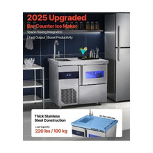132 LBS/24H Commercial Ice Making Machine with Worktop Sink & 30 LBS Storage Bin & Self-Cleaning Function