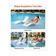 9 Inch In Pool Lounge Chairs Set of 2 Water Weighted Chaise Loungers with Cup & Phone Holders Anti-Floating Pool Furniture