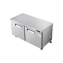 Commercial 60 Inch Undercounter Freezer Worktable 2 Door Stainless Steel Food Prep Freezer