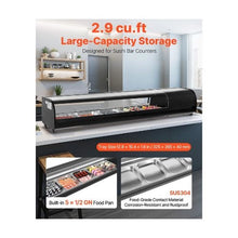 2.9 Cu.Ft. Commercial Sushi Display Showcase 70.28-Inch Refrigerated Countertop Case with 5 Pans Curved Glass & LED Lighting