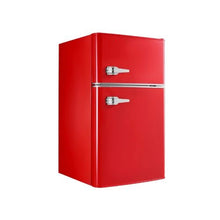 90 L Space-Saving Compact Refrigerator with Freezer Compartment, Glass Shelf & Adjustable Thermostat Red
