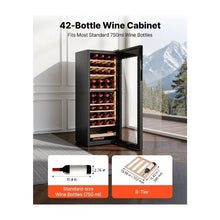 Freestanding 42 Bottle Wine Cellar Refrigerator Dual Zone Freestanding Wine Storage Cabinet with Wooden Shelves for Home Bar & Office