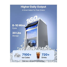 Automatic Commercial Ice Maker Machine 160 lbs/24H with 30 lb Storage Bin with Self Clean Feature