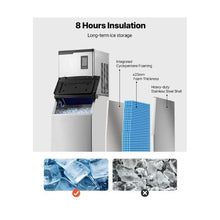 300 lbs Heavy Duty Commercial Ice Maker with Stainless Steel Storage Container with Touchscreen & Self-Cleaning