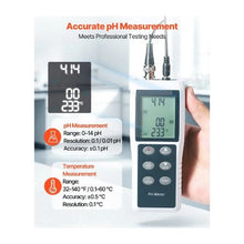 Digital pH Meter 0–14 pH Range IP68 Waterproof Probe 3-Point Auto Calibration Temperature Tester Kit with Calibration Powders & Carrying Case
