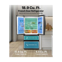 18.9 Cu.Ft. French Door Refrigerator with Bottom Freezer Counter Depth Kitchen Fridge with LED Display for Home & Commercial Use