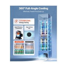 7.5 Cu.Ft Commercial Glass Door Display Refrigerator with Customizable Light Box 4 Adjustable Shelves Soft LED Interior Lighting for Shops & Home
