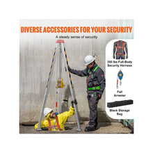 1800 lbs Confined Space Rescue Tripod Kit with 7 ft Legs 98 ft Steel Cable, 1800 lbs Winch, Fall Protection Harness & Storage Bag