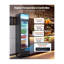 7.5 Cu.Ft Commercial Glass Door Display Refrigerator with Customizable Light Box 4 Adjustable Shelves Soft LED Interior Lighting for Shops & Home
