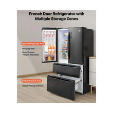 18.9 Cu.Ft. French Door Refrigerator with Bottom Freezer Counter Depth Kitchen Fridge with LED Display for Home & Commercial Use