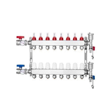 8 Branch Radiant Heating PEX Manifold Stainless Steel 1/2 Tubing Distribution Manifold Kit for Hydronic Floor Heating with Adapters
