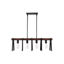 Adjustable 4 Light E26 Industrial Farmhouse Pendant Fixture Metal Ceiling Light Fixture Black