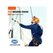 50 ft Vertical Climbing Safety Lifeline Rope with Steel Snap Hooks Rope Grab & Energy Absorber
