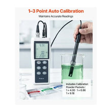 Digital pH Meter 0–14 pH Range IP68 Waterproof Probe 3-Point Auto Calibration Temperature Tester Kit with Calibration Powders & Carrying Case