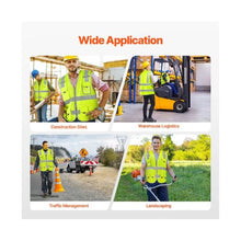 L High Visibility Safety Vest Yellow Reflective Work Vest with 10 Pockets Zipper Front Radio Clip & Reflective Strips, for Men & Women