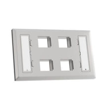 4 Port Stainless Steel Flat Faceplate With Label Pocket Metallic NKF4S