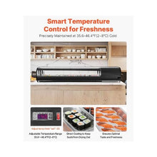 2.9 Cu.Ft. Commercial Sushi Display Showcase 70.28-Inch Refrigerated Countertop Case with 5 Pans Curved Glass & LED Lighting