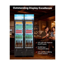 7.5 Cu.Ft Commercial Glass Door Display Refrigerator with Customizable Light Box 4 Adjustable Shelves Soft LED Interior Lighting for Shops & Home