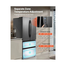 18.9 Cu.Ft. French Door Refrigerator with Bottom Freezer Counter Depth Kitchen Fridge with LED Display for Home & Commercial Use