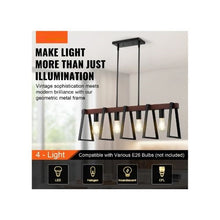 Adjustable 4 Light E26 Industrial Farmhouse Pendant Fixture Metal Ceiling Light Fixture Black