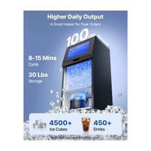 Automatic Commercial Built-In or Freestanding Ice Maker Machine with Pump 100 lbs/24H with 30 lb Storage Bin