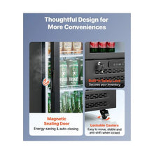 7.5 Cu.Ft Commercial Glass Door Display Refrigerator with Customizable Light Box 4 Adjustable Shelves Soft LED Interior Lighting for Shops & Home