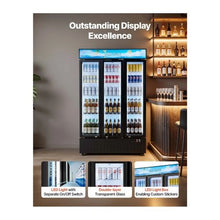 Triple Door Commercial Merchandiser Refrigerator 26.8 Cu.Ft Upright Beverage Cooler with Customizable Light Box 12 Adjustable Shelves