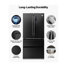 18.9 Cu.Ft. French Door Refrigerator with Bottom Freezer Counter Depth Kitchen Fridge with LED Display for Home & Commercial Use