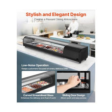 2.9 Cu.Ft. Commercial Sushi Display Showcase 70.28-Inch Refrigerated Countertop Case with 5 Pans Curved Glass & LED Lighting
