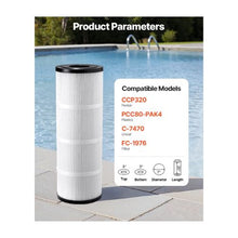 325 Sq. Ft. Pool & Spa Filter Cartridge Replacement Set 4 x 80 Sq. Ft. Filter Elements Easy-to-Clean Design Compatible with Pentair CCP320
