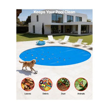 33 ft Round 8 Mil Solar Swimming Pool Cover Blue PE Bubble Blanket for Heat Retention Water Conservation & Extended Swimming Season