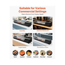 2.9 Cu.Ft. Commercial Sushi Display Showcase 70.28-Inch Refrigerated Countertop Case with 5 Pans Curved Glass & LED Lighting