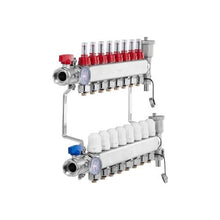 8 Branch Radiant Heating PEX Manifold Stainless Steel 1/2 Tubing Distribution Manifold Kit for Hydronic Floor Heating with Adapters