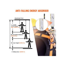 50 ft Vertical Climbing Safety Lifeline Rope with Steel Snap Hooks Rope Grab & Energy Absorber